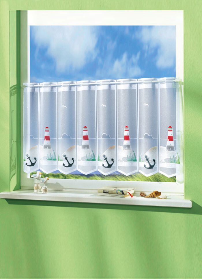 Kort gordijn met doorvoer voor roede 