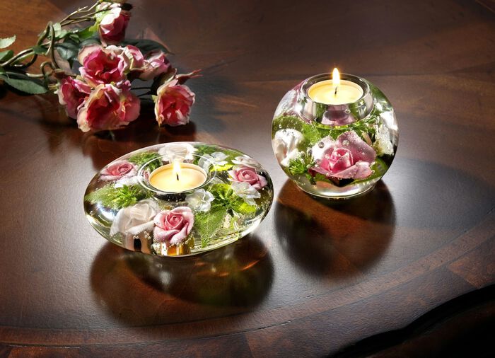 Theelichthouder van mondgeblazen glas 