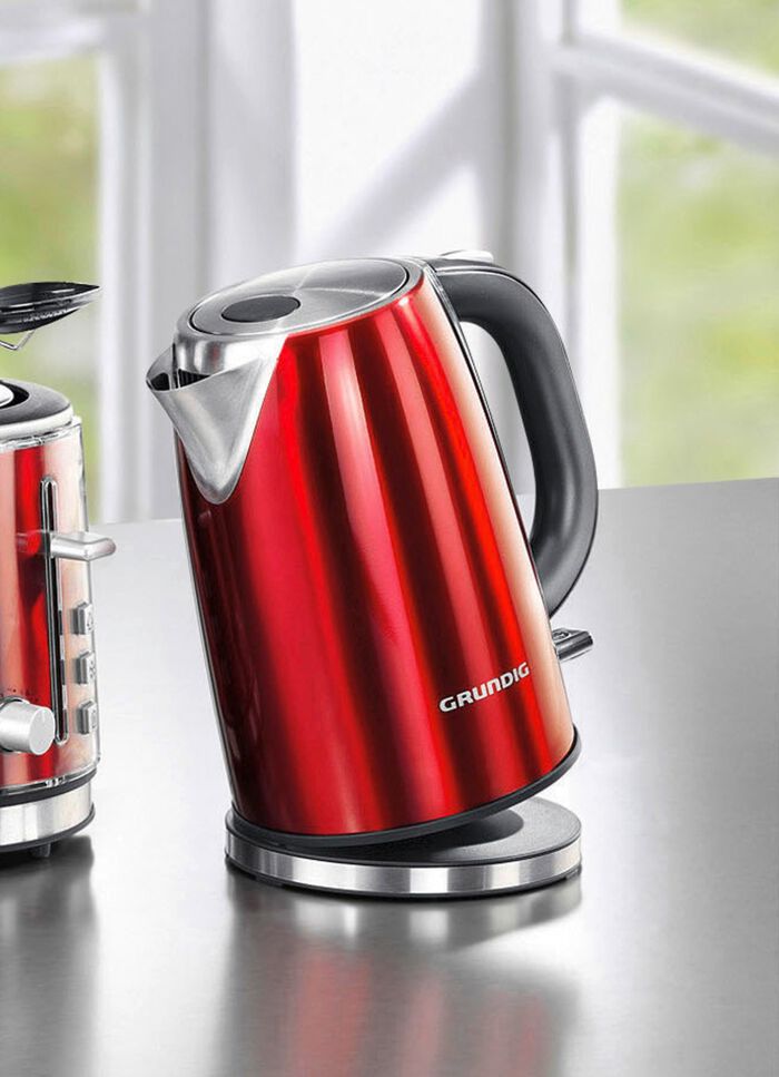 Grundig ontbijtserie gemaakt van hoogwaardig gelakt roestvrij staal ROOD