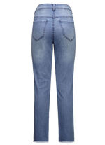 Elegante jeans met leuke strasssteentjes en franjes aan de zoom LICHTBLAUW