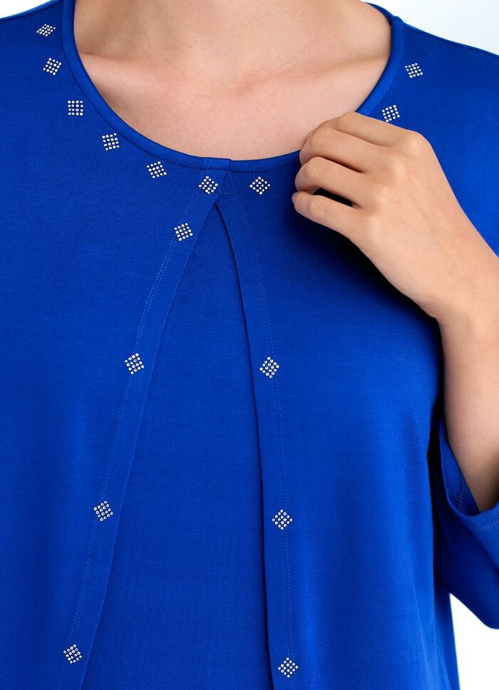 Longshirt met mooie afwerkingen in 2 kleuren KONINGSBLAUW