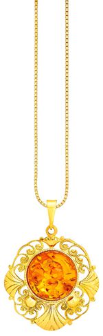 Filigraan hanger met echte barnsteen 