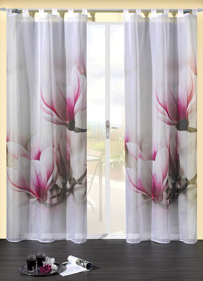 Bovengordijn met magnolia's 