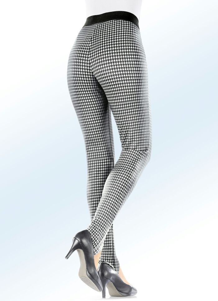 Broek met band in trendy hanenpootmotief 