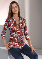 Overhemdblouse met geribd breisel aan de V-hals 