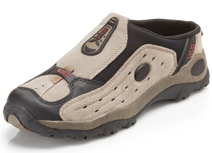 Sabot met rubberen inzetstukken TAUPE-ZWART