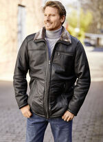 Lederen jas met opstaande/liggende kraag 