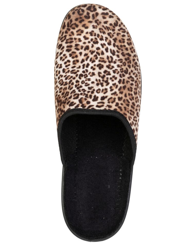 Trendy damespantoffels in luipaardlook BRAUN