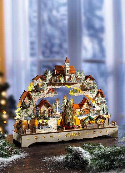 Houten kaarsenboog met LED-verlichting 