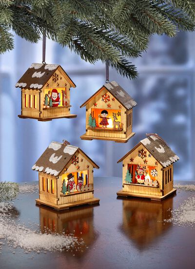 Verlicht kerstmarkttafereel, 4 delen 