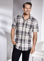 Geruit overhemd met borstzakje NATUR-SCHWARZ KARIERT