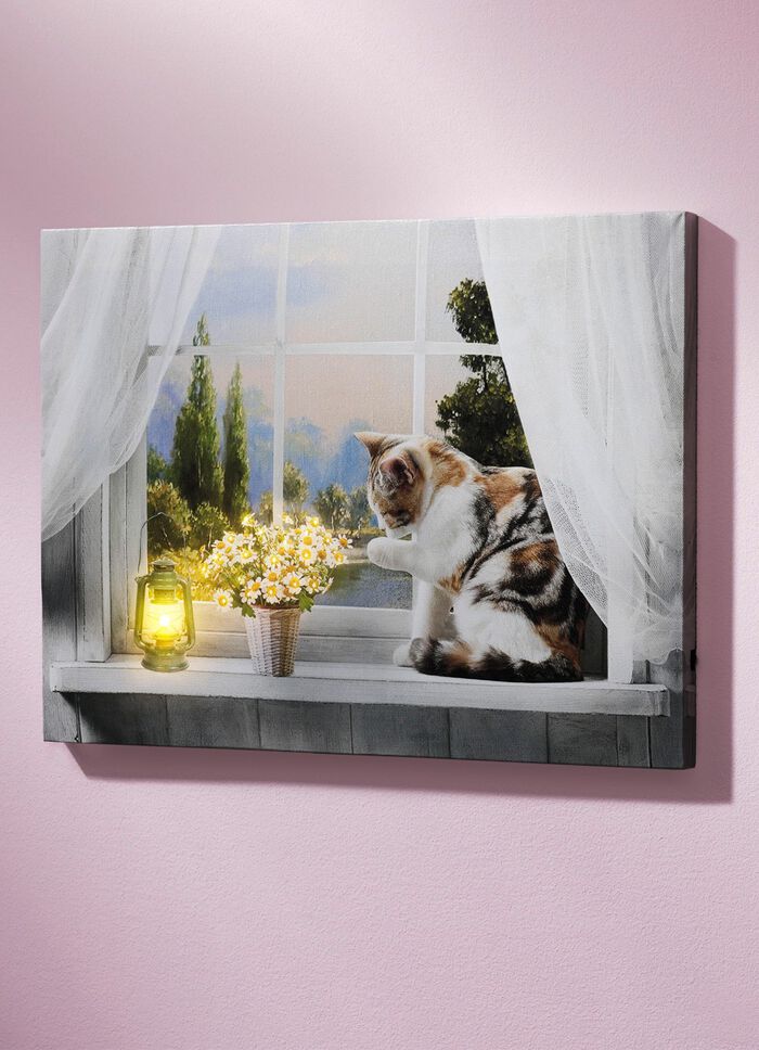 Led-schilderij met kat 