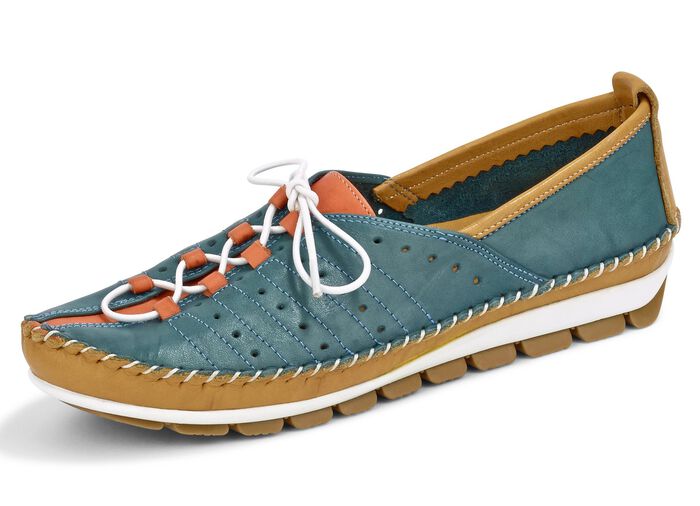 Gemini mocassin pantoffels gemaakt van comfortabel leer JEANS-MAIS-ORANJE