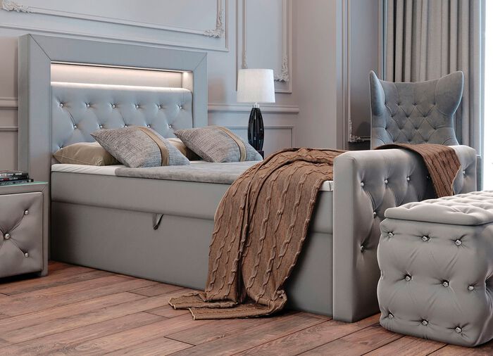 Boxspringbed met LED-verlichting en topper 