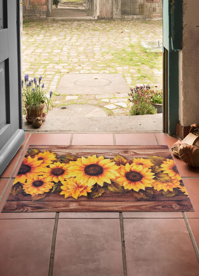 Deurmat met zonnebloemmotief 