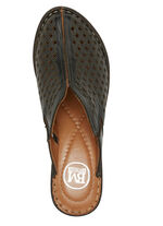 ELENA EDEN klomp van reliëf rundnappaleer ZWART