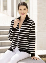 Cardigan in een gestreept dessin met opengewerkte accenten 