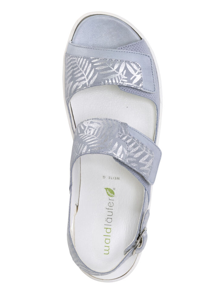 Ranger-sandaal van nappa- en nubuckleer LICHTBLAUW-ZILVER