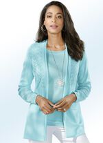 Gebreide twinset met een mooie mix van patronen AQUA