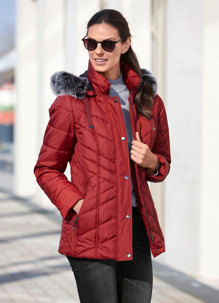 Jas met afneembare kunstbontkraag 