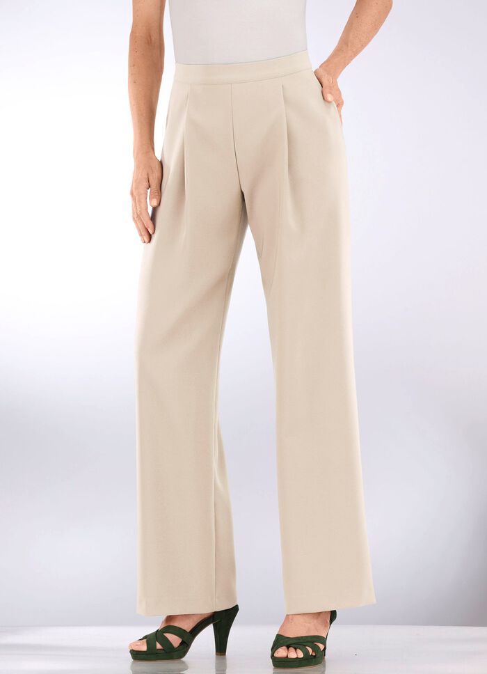 Broek met plooien in modieuze wijdte 
