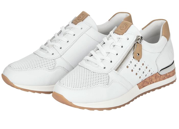 Remonte sneakers met decoratieve perforaties eronder WIT-ZAND