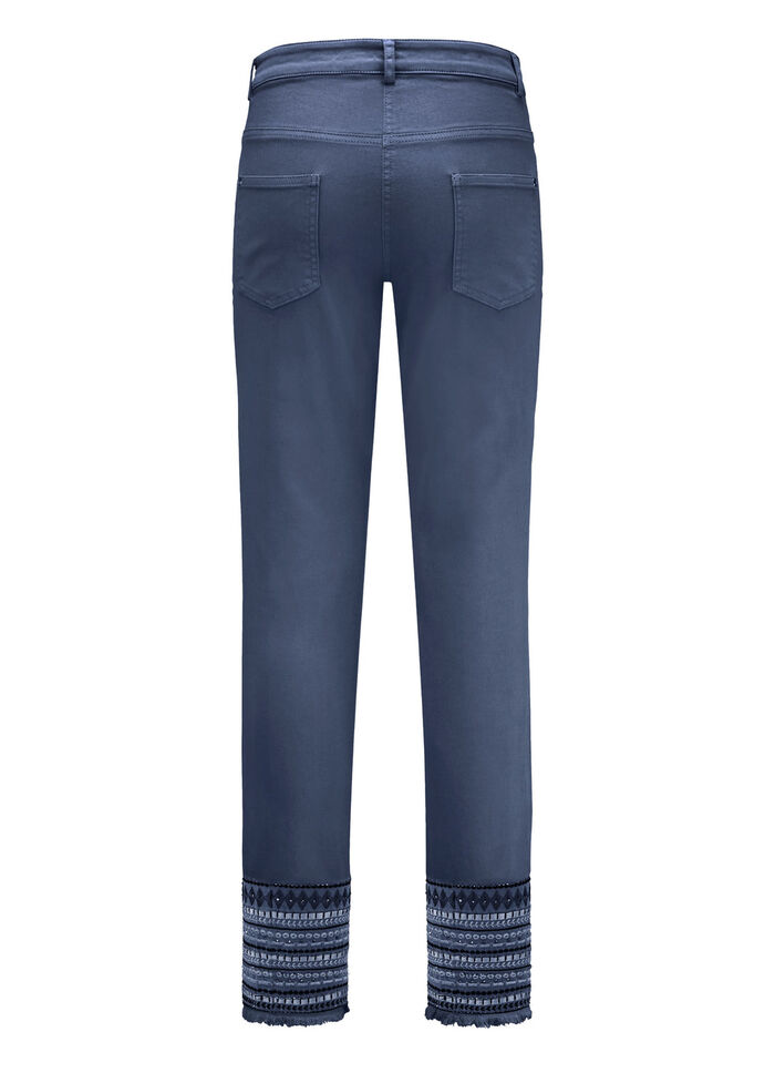 Broek met uitgebreide borduursels in etnische stijl BLAUW