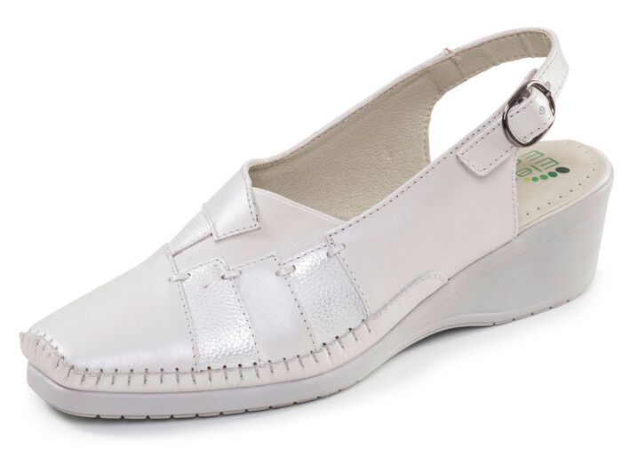 ELENA EDEN, chique damessandalen, breedte G, met elastische band ECRU-SILBER