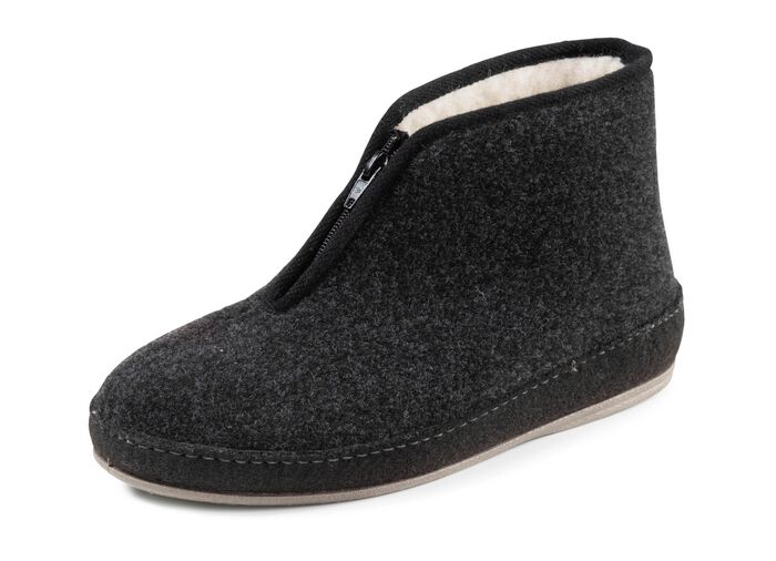 Enkellaarsjes van textiel met praktische ritssluiting ZWART