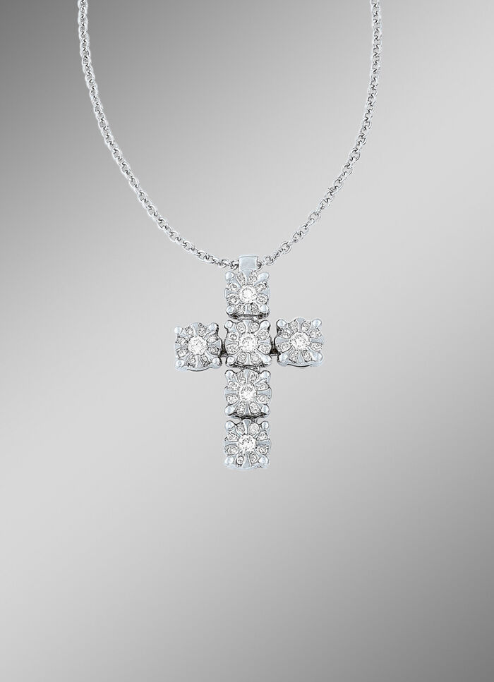 Elegante kruishanger met ankerketting en diamanten 