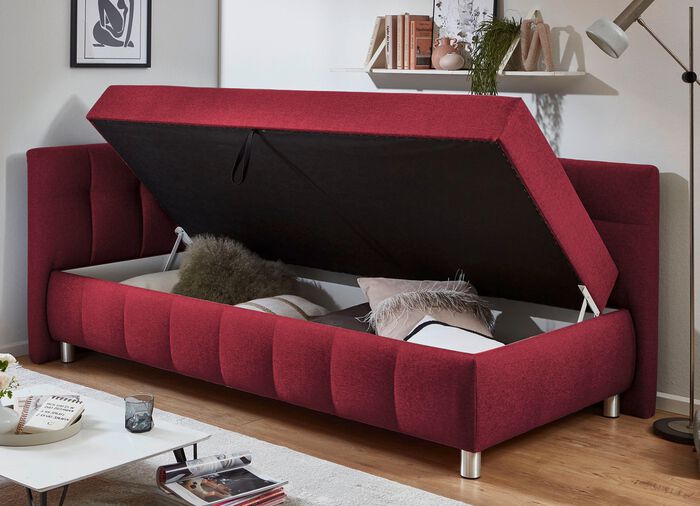 Studio ligstoel met kussen en bedkast ROOD