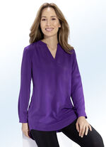 Tuniek met modieuze opstaande kraag in 2 kleuren PAARS