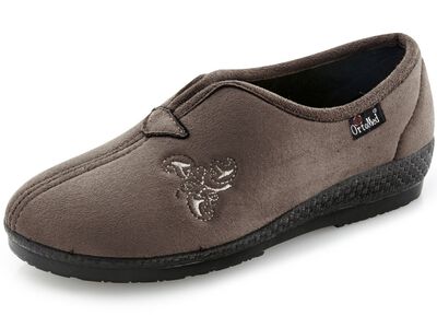 Klassieke damespantoffels, breedte H, met borduursel 