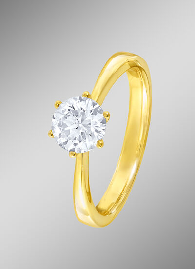 Massieve damesring met briljant 