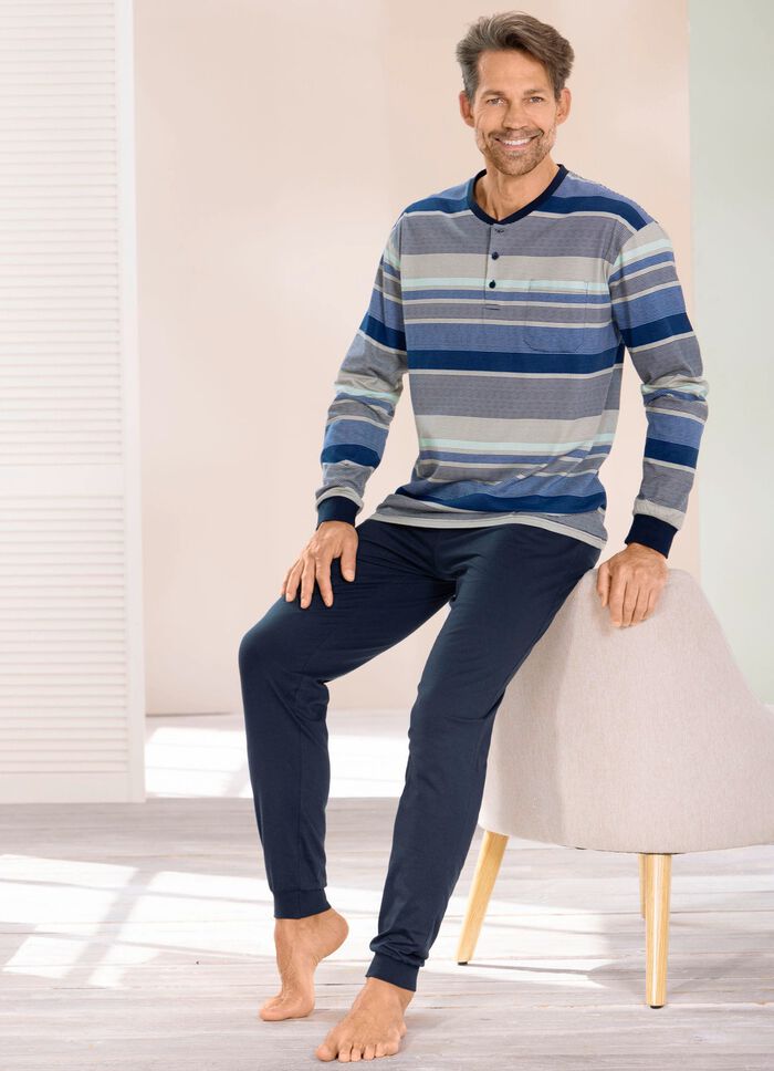 Pyjama met knoopsluiting en manchetten 