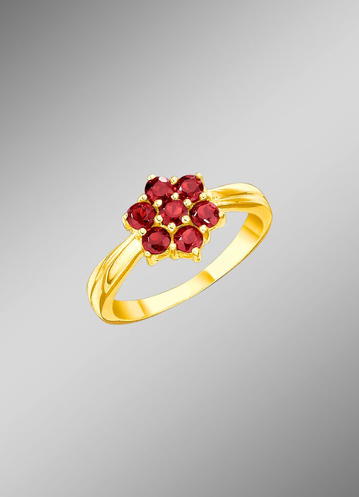 Damesring met echte granaat 