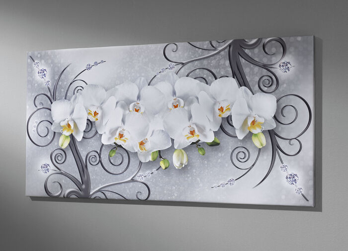 Afbeelding met de titel Orchids WIT-ZILVER