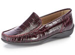 ELENA EDEN mocassinpantoffels van chevreauleer met krokodillenreliëf BORDEAUX