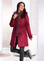 Korte jas met voering van imitatiebont in de capuchon RUBY RED