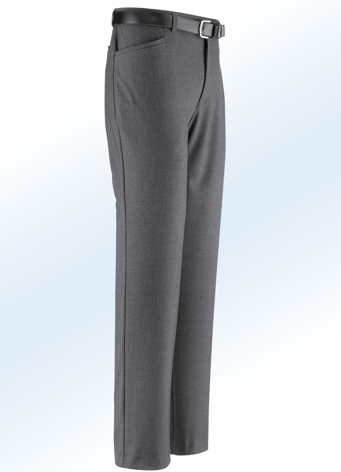 Broek "Klaus models" met riem in 5 kleuren DONKERGRIJS GEMÊLEERD