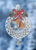 Raamdecoratie van echt kantwerk uit Plauen MULTICOLOR