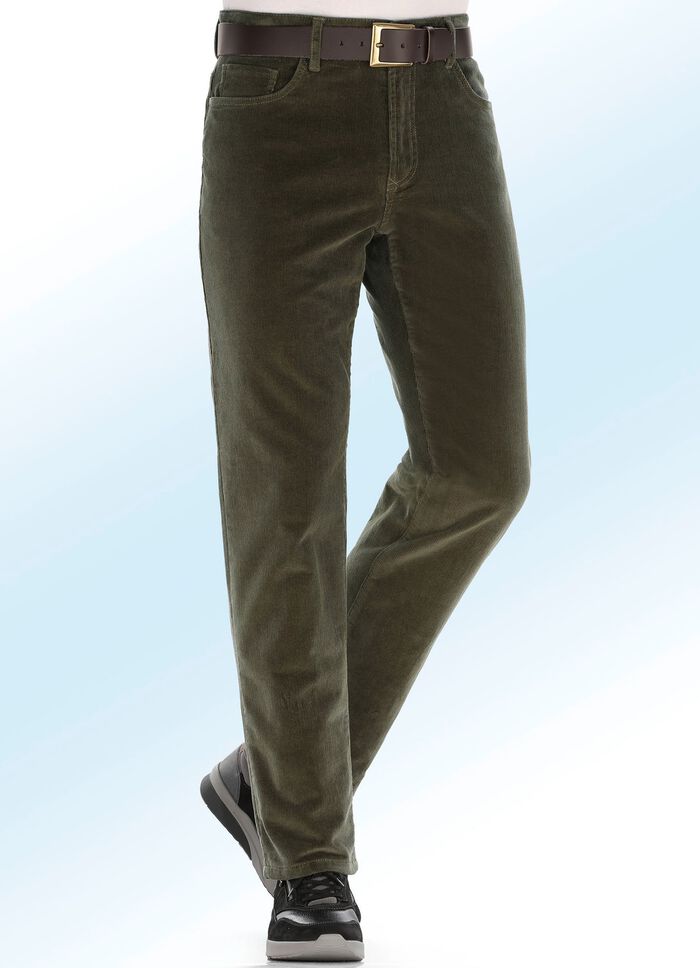 Thermische corduroy broek in 3 kleuren OLIJFGROEN