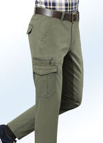 Broek met cargozakken in 3 kleuren OLIJFGROEN