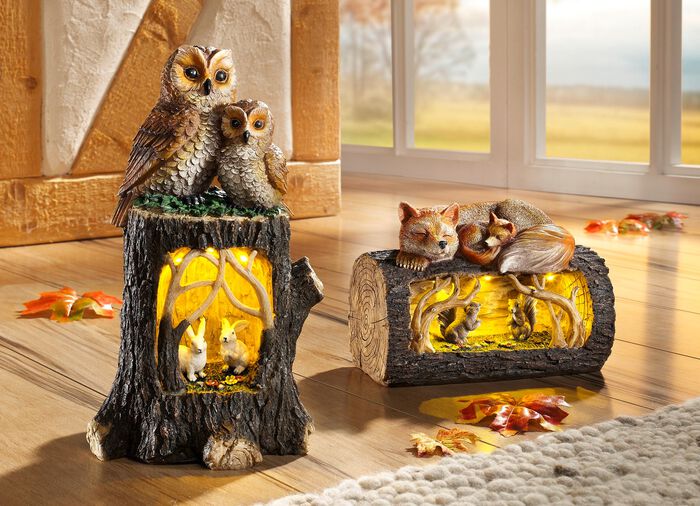 Verlichte boomstam BRUIN-BEIGE