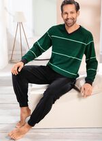 Badstof pyjama met V-hals en manchetten 