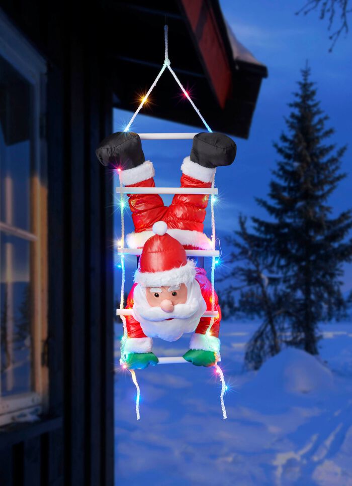 Kerstman met LED-ladder (ondersteboven) 