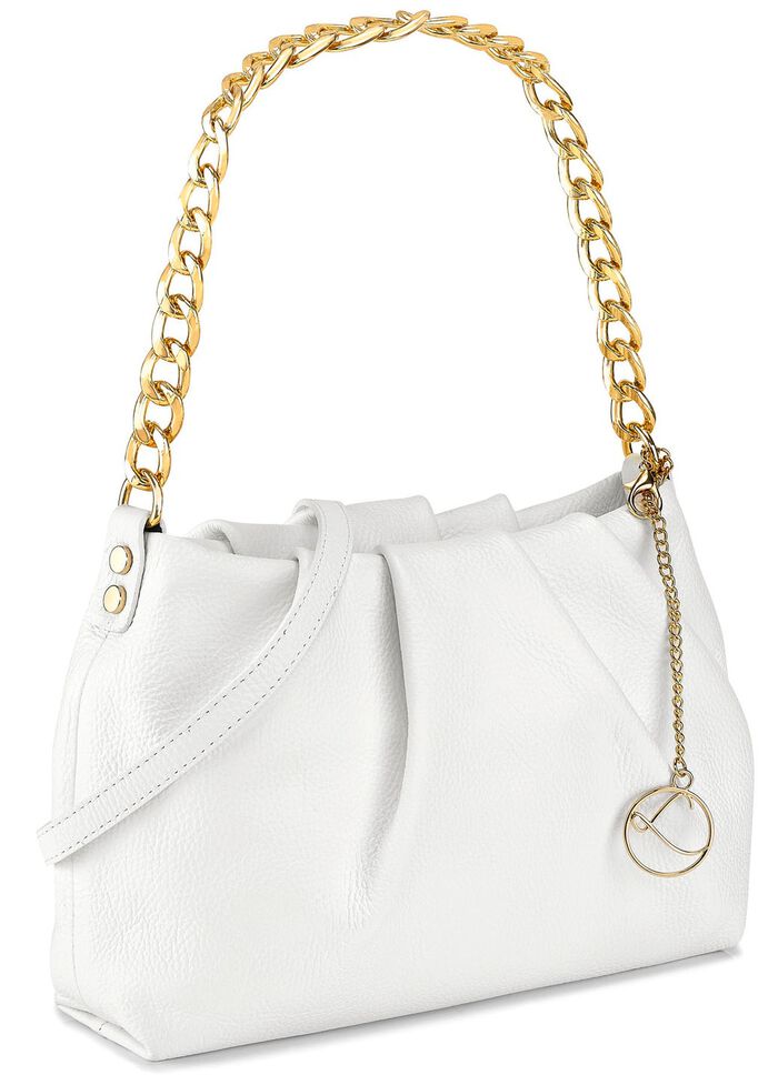 Laurina tas van generfd kalfsleer WIT