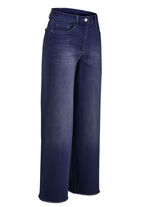 Jeans met modieuze beenwijdte DONKERBLAUW