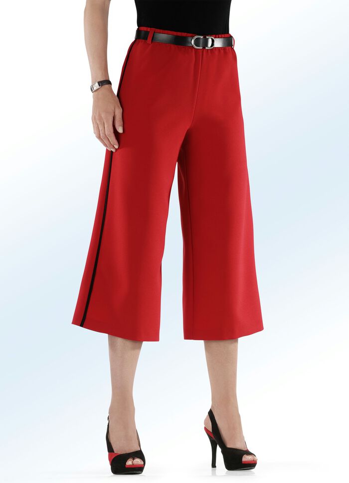 Broekrok met trendy contrasterende biezen ROOD-ZWART