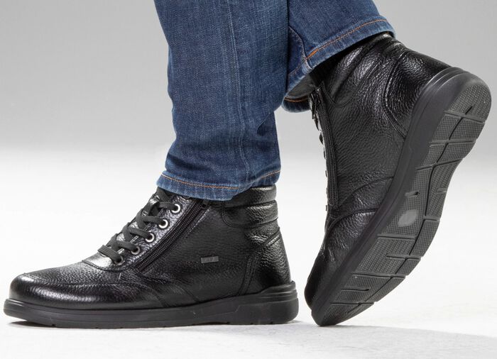 GINO GALANTE, gevoerde herenlaarzen, winterschoenen, met rits ZWART